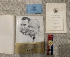 1957 Eisenhower Presidential Inauguration Lot Program Ticket Ribbon Medal Nixon