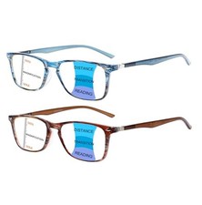 2 Pack Progressive Multifocus Reading Glasses Men and Women Computer Blue Lig...