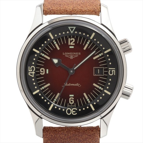 Longines L3.774.4.60.2 Legend Diver Watch SS Leather Brown Dial 42mm