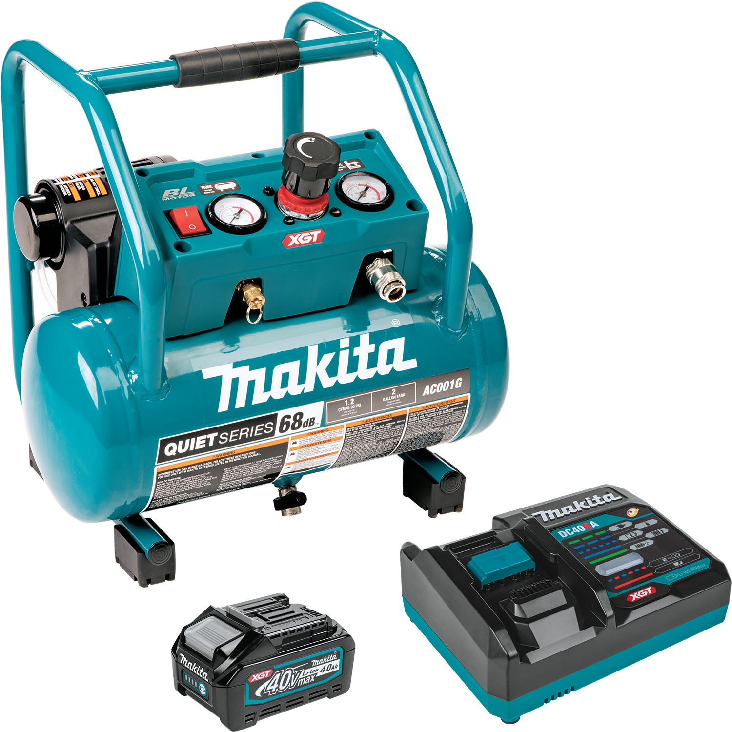 Makita AC001GM1 40V MAX XGT Brushless Cordless 2 Gallon Quiet Series Compressor