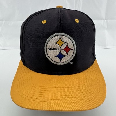 Vintage Pittsburgh Steelers Hat Cap Snapback Black Yellow Blockhead 90s Y2K