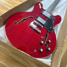 Custom ES335 Red Electric Guitar Gold Hardware Semi-hollow Body