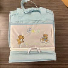 Vintage Elegant Kids 2000 Blue Teddy Bear Embroidered Diaper Bag