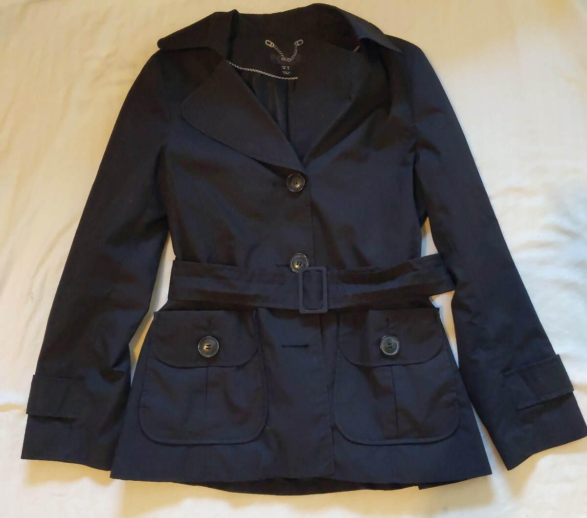 H&M black Trench Coat dress style belted size