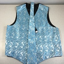 Paul Malone Tuxedo Vest  Tie Turquoise Blue Paisley Model 20-R Mens Size L