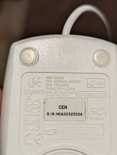 Vintage Logitech M-S69 2-Button Mechanical Ball Scroll Mouse PS/2 Excellent - Picture 9 of 9