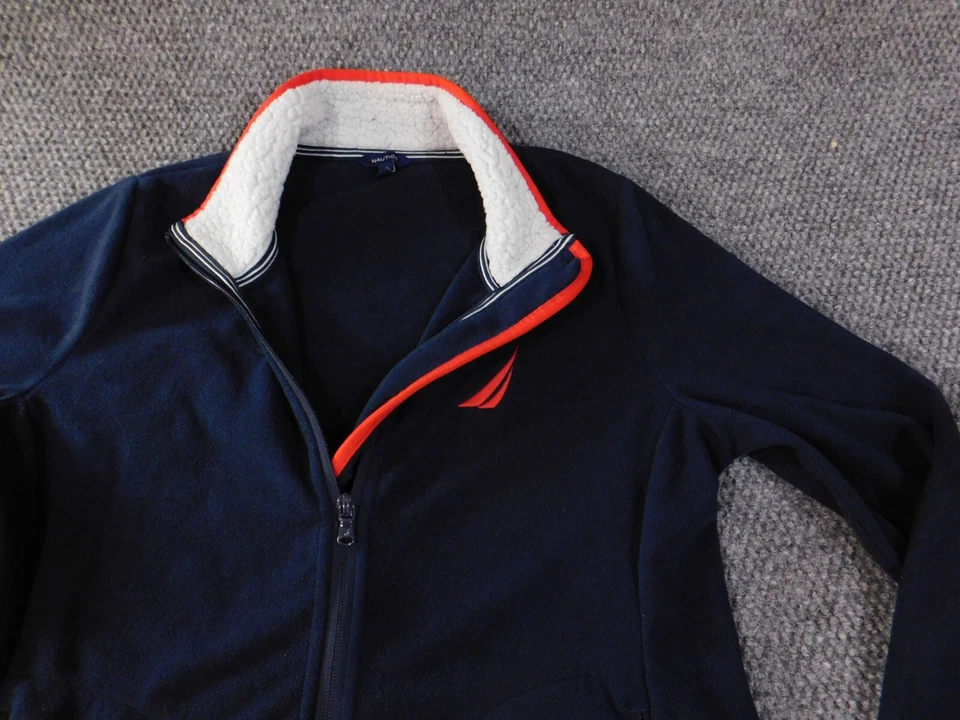 Suéter feminino Nautica azul médio com zíper náutico clássico retrô acolchoado - Imagem 4 de 4
