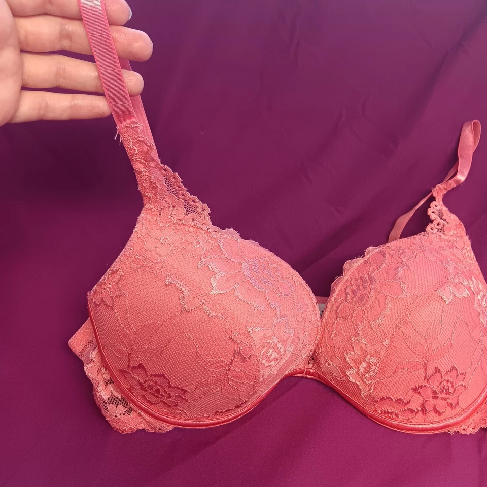 Fredericks of Hollywood Bra RN 73120 Pink Lace PUSHUP 36B Underwire T-shirt - Image 4 of 4