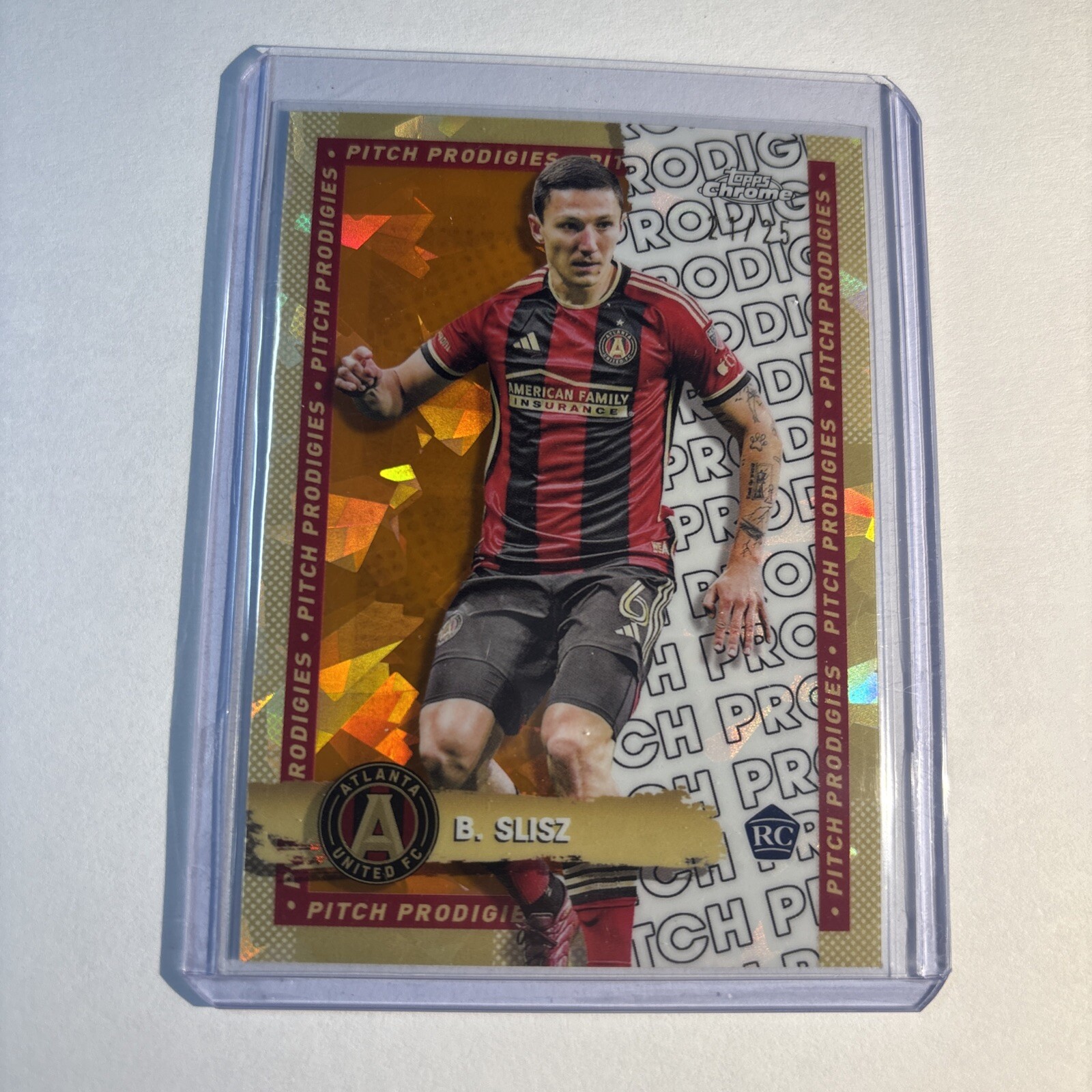 Bartosz Slisz 2024 Topps Chrome Sapphire Orange /25 Atlanta United MLS Rookie Card