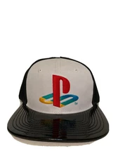 Vintage PLAYSTATION Imitation Leather Bill Snapback Hat Embroidered