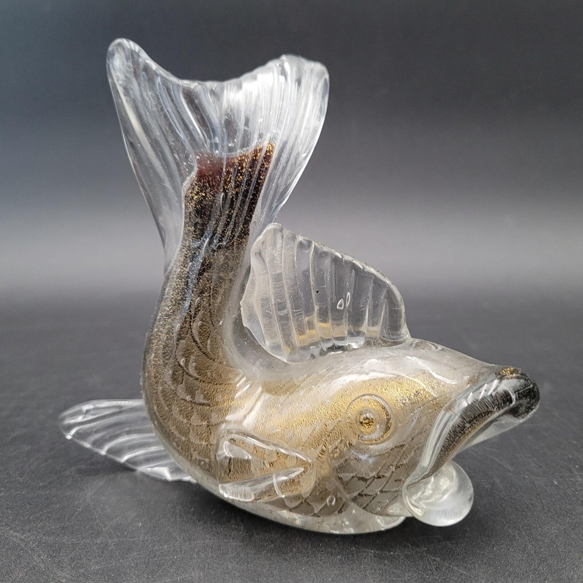 Vintage Archimede Seguso Style Murano Glass Scaled Gold Dust