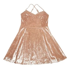 Streetwear Society Dress Womens Juniors Large Brown Velvet Fit and Flare Strappy