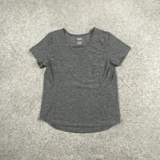 Duluth Trading Co Shirt Womens Large Gray V Neck Short Sleeve Shirt