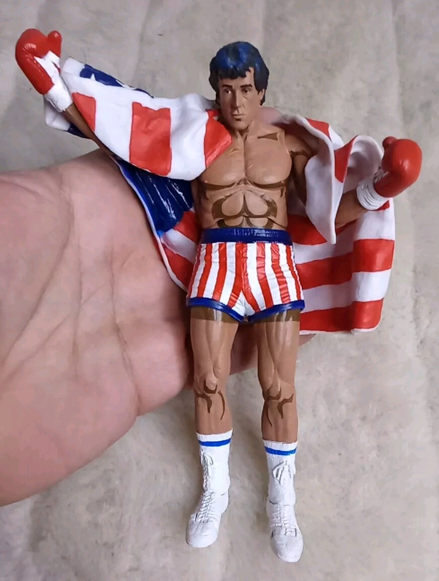 NECA 12 Bit Video Game Rocky - Rocky Balboa USA Flag & Trunks 6.5” TM 1976-2012