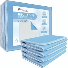 4 Pack Reusable Underpads Incontinence Bed Pads Washable Waterproof Pee Pads