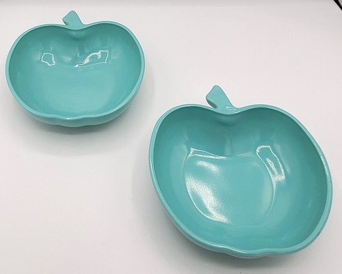 Hazel Atlas glass serving bowl set - Apple design in pastel colors. - Picture 4 of 9