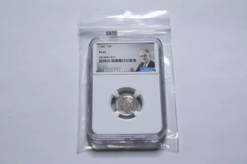 1962 NGC PF67 90% PROOF SILVER ROOSEVELT DIME 10C Portrait Label!    E472