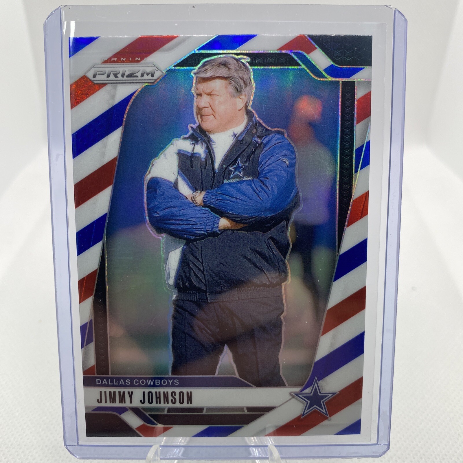 JIMMY JOHNSON 2024 Panini Prizm Red White Blue RWB Parallel #82 Dallas Cowboys