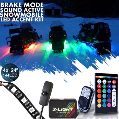 4x RGB Snowmobile LED Color Changing Lighting Kit UnderBody Glow