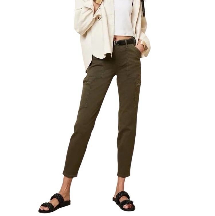 Banana Republic Olive Cargo Pants High Rise Skinny Twill Zipper Pocket Size 18