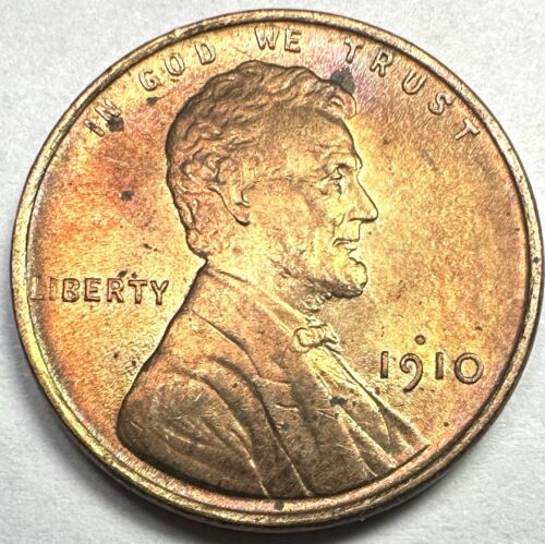 1910 LINCOLN WHEAT CENT PENNY BU MOSTLY RED UNCIRCULATED FULL WHEAT LINES SHARP! - Picture 1 of 2