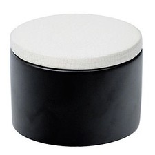 Ceramic Cylindrical Tobacco Jar - Black/White