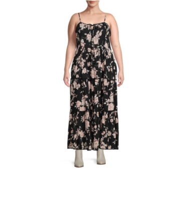 Romantic Gypsy Women's Plus Size Crochet Inset Midi Dress