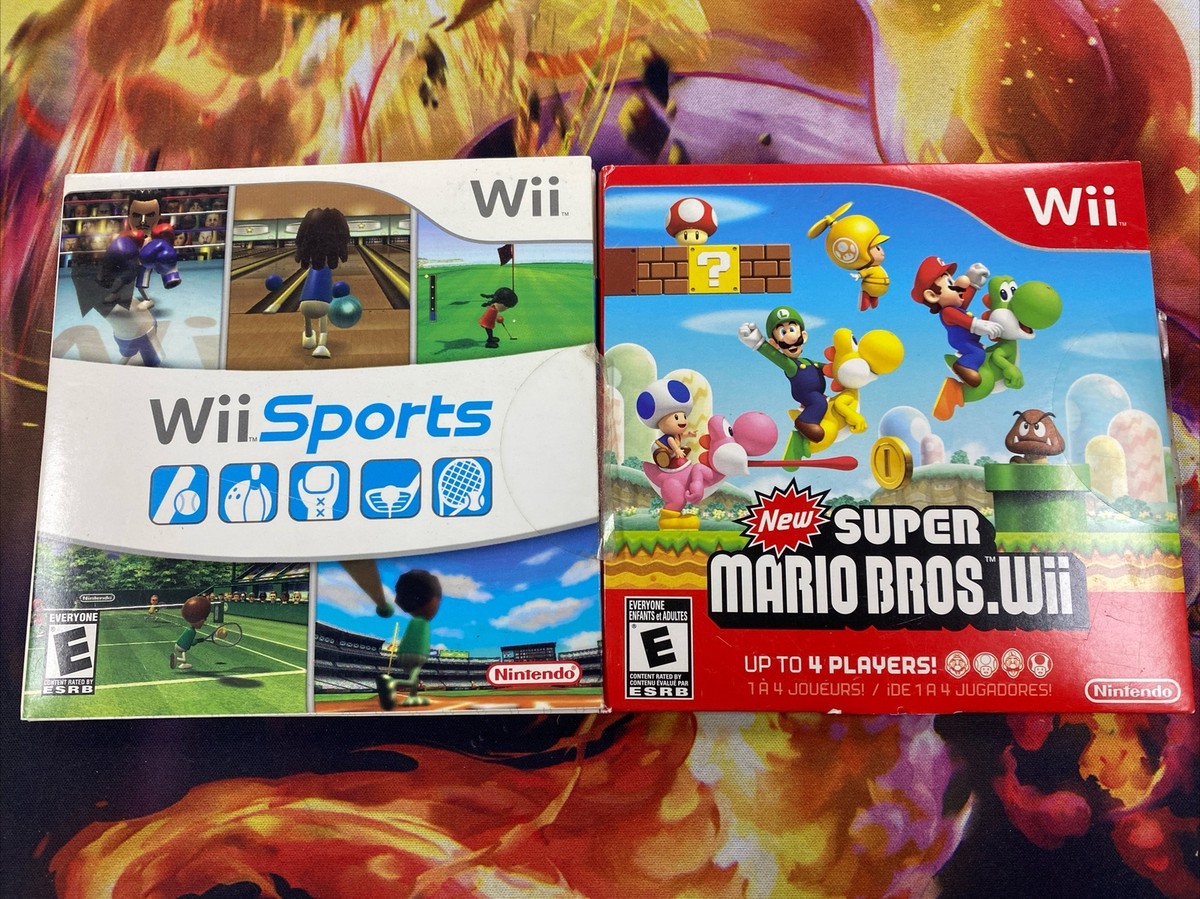 🔴Wii Sports & New Super Mario Wii Lot Nintendo Wii, 2006) In