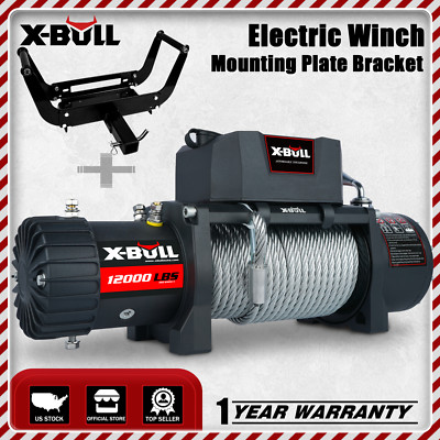 X-BULL 12000lb W/Steel Rope Electric Winch/Mounting Bracket Trailer 4WD Off Road