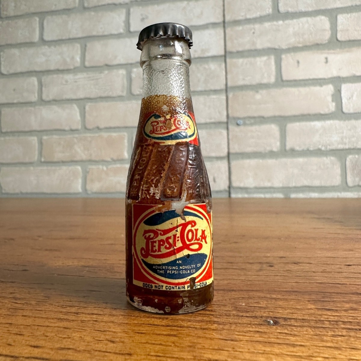 Rare Pepsi Cola Mini Bottle 1930's 1940's Double Dot Litho Cap