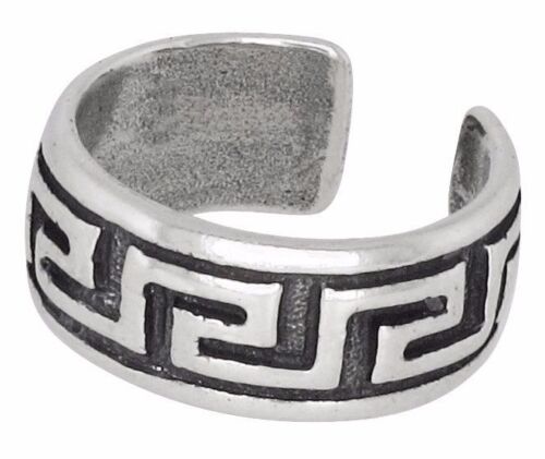 Sterling Silver .925 Greek Key Design Toe Ring adjustable size | Made In USA - Picture 2 of 2