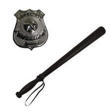Kids POLICEMAN PLASTIC TRUNCHEON + BADGE Boys Officer Halloween Fancy Dress Set