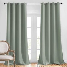 Pair of Blackout Curtains Eyelet Ring Top Ready Made Thick Thermal Curtain Set