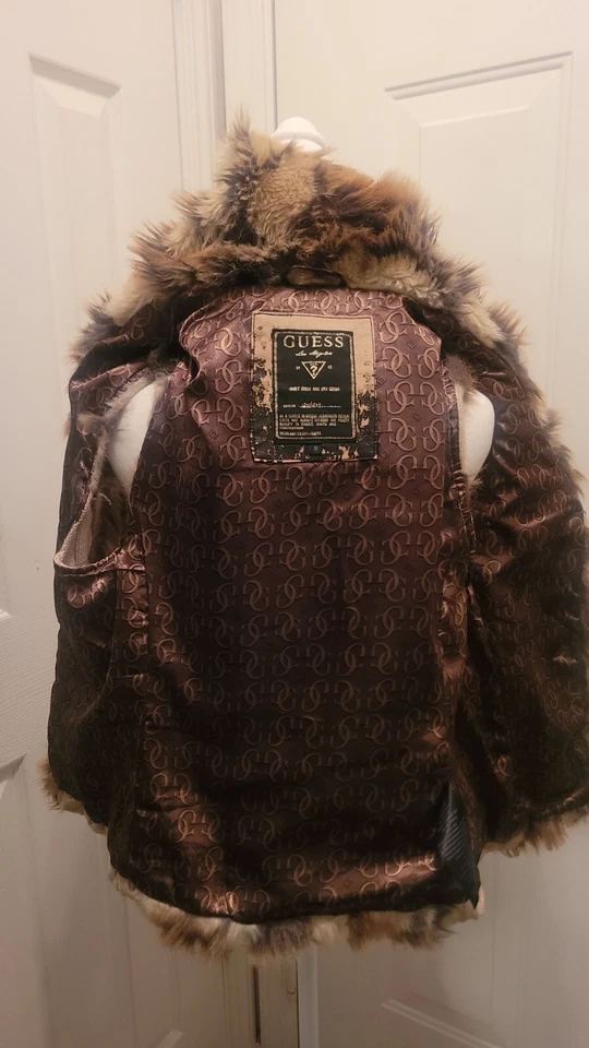 Chaleco Abrigo Chaqueta GUESS Fox Piel Sintética S Marrón Mujer 44841 Foto 4 de 4