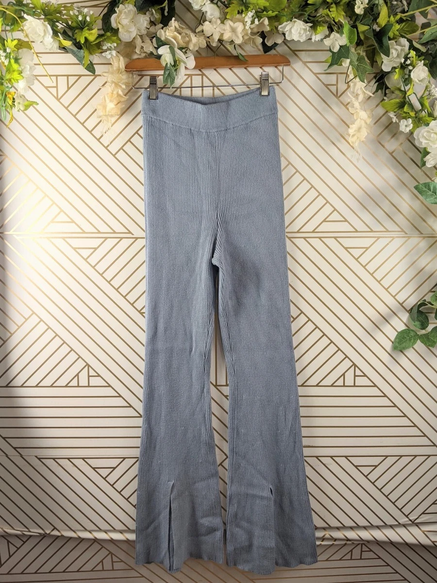 Abercrombie Fitch Ribbed Trousers Pants Kick Flare Grey Blue Size XXS