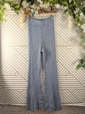 Abercrombie Fitch Women's Ribbed Trousers Pants Kick Flare Grey Blue Size XXS