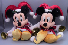 Disney Tokyo Disneyland Merry Christmas Mickey  Minnie Bean Bag Jester Bells