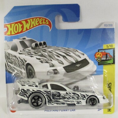 2024 HOT WHEELS SHORT CARD E CASE MUSTANG FUNNY CAR HW ART CARS 5/10  WHITE