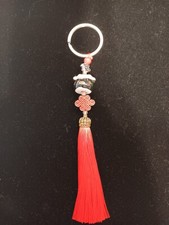 New Japanese Cartoon Fortune Lucky Cat Red Tassel Keychain Charm Gift