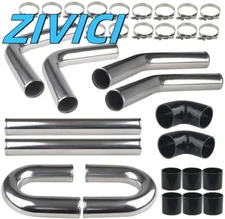 3 inch Universal Aluminum Intercooler Turbo Piping Kit Hose + Silicone+Clamps