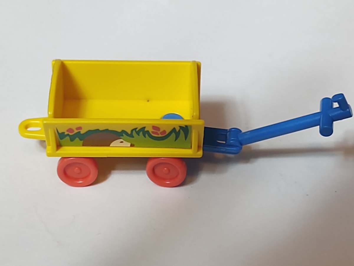 PLAYMOBIL TOY WAGON YELLOW BLUE USED REPLACEMENT