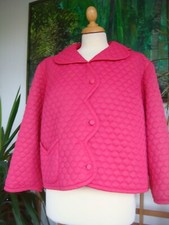 Vintage 1960's Harvey Nichols Raspberry Pink Quilted Nylon Bed Jacket 42 "