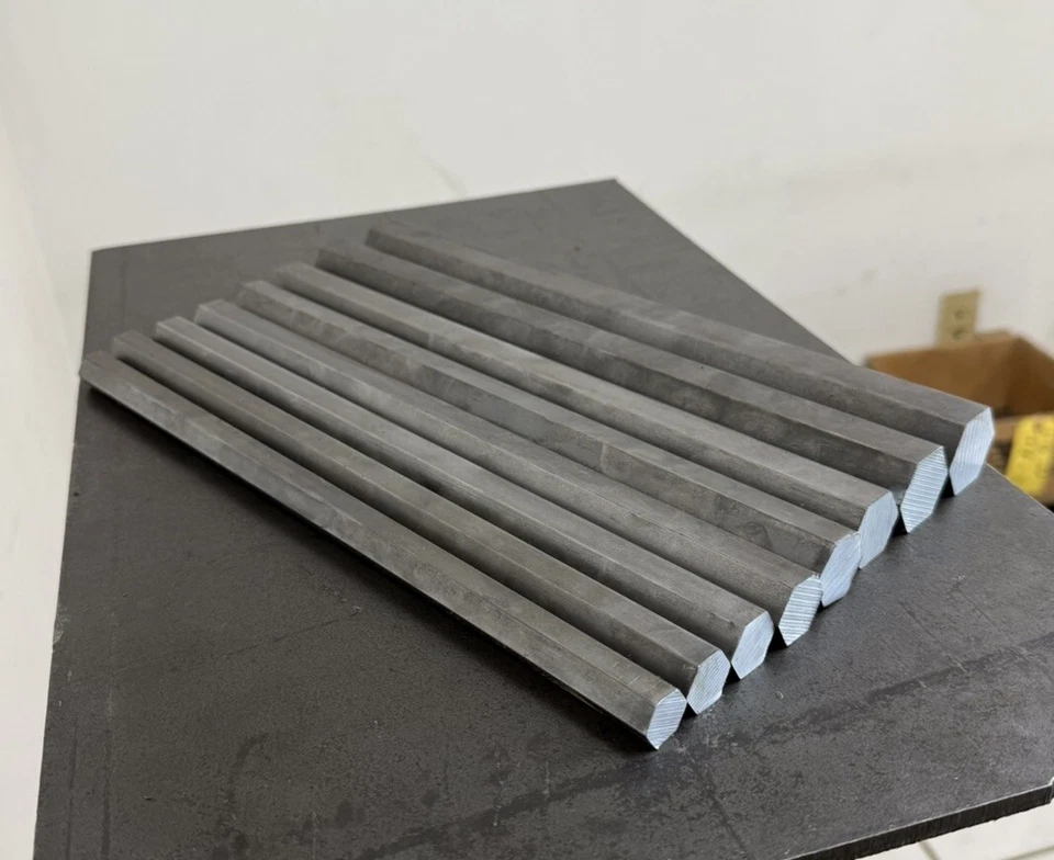 Surtido de existencias de barra hexagonal de acero 12L14 - 8 piezas - varillas de mecanizado de torno CNC Foto 2 de 4