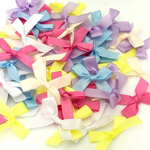 Wedding Baby Bows Craft Card Making Embellishment Pre Tied Satin Ribbon 60 - Picture 12 of 12