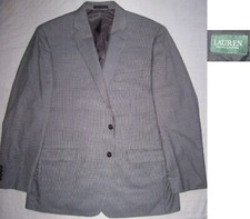 RALPH LAUREN LRL designer BROWN H-TOOTH mens sport coat sz 44R 44 REGULAR