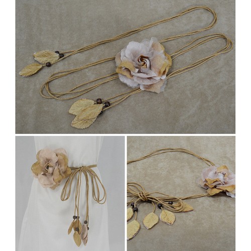Robe corset femme grande dentelle nœud floral skinny longue chaîne à pompons ceinture - Photo 6/14