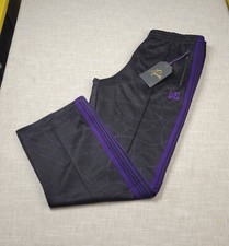 Needles x DC Track Pants Medium Mens Black Purple Logo Straight Leg Side Stripe