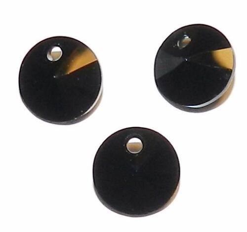 SCQ244 Jet Black 8mm Rivoli Round Drop Swarovski Crystal Pendant Beads 12pc - Picture 1 of 1
