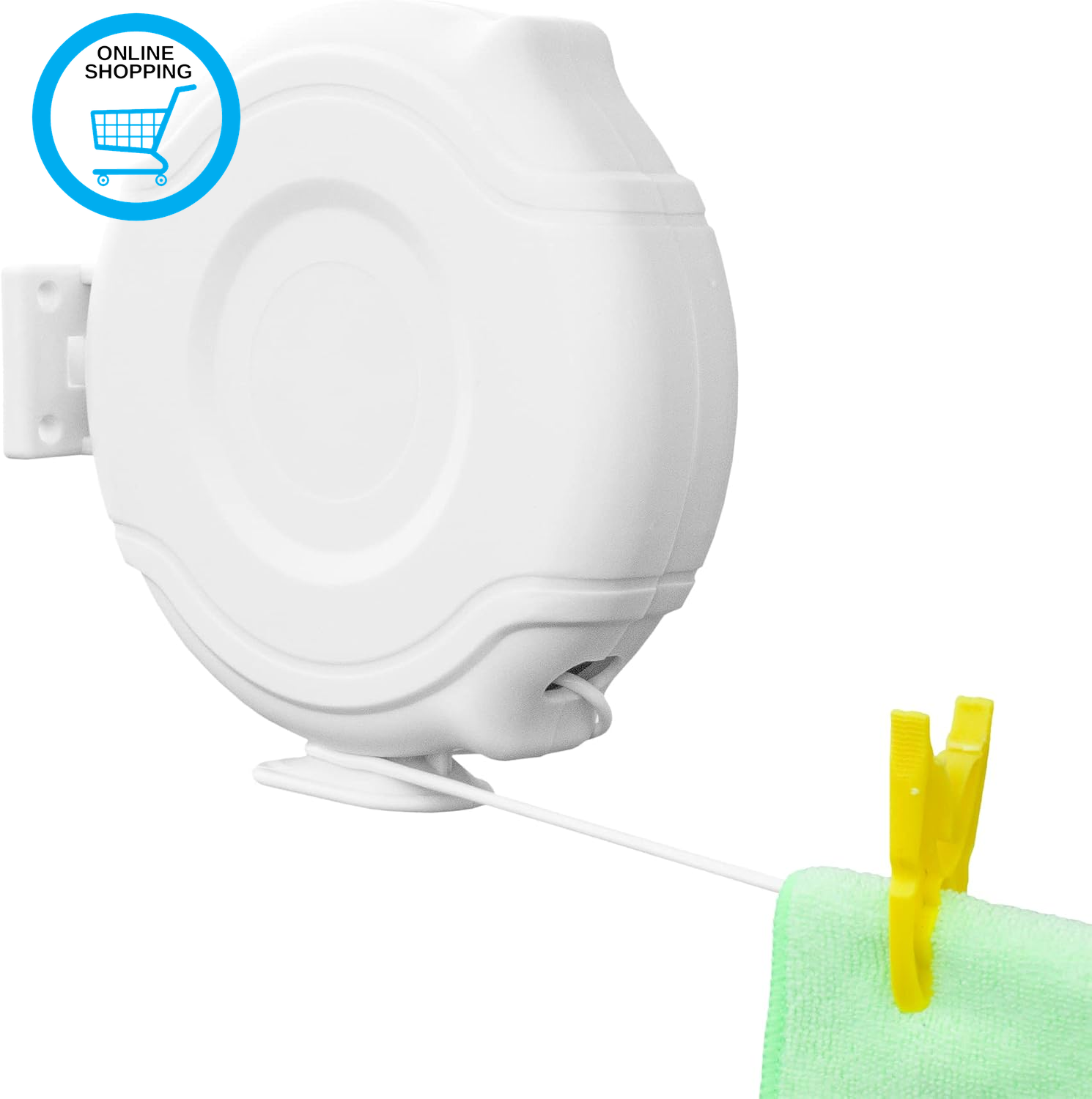 12M Wall Mountable Retractable Washing Lines - Single Line Outdoor Mounted Exten