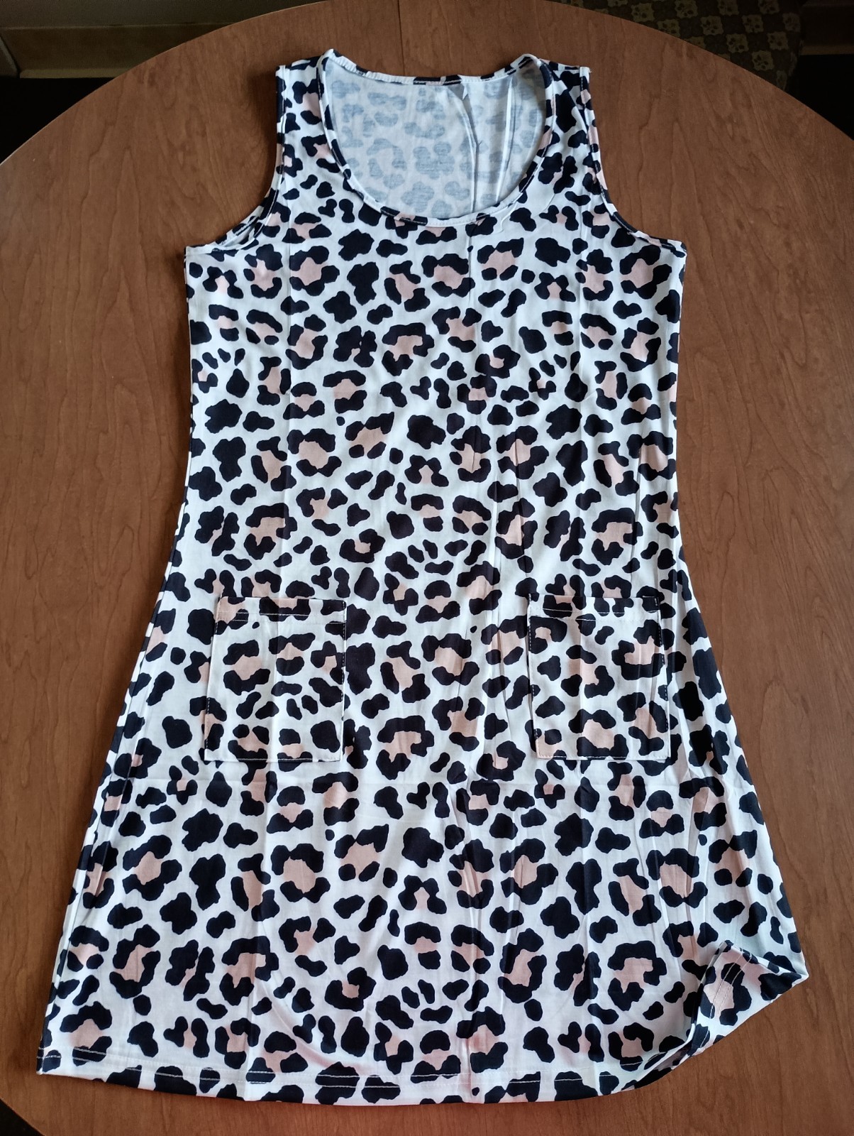 Unbranded Women's White Leopard Print Tank Dress With Pockets Size Small